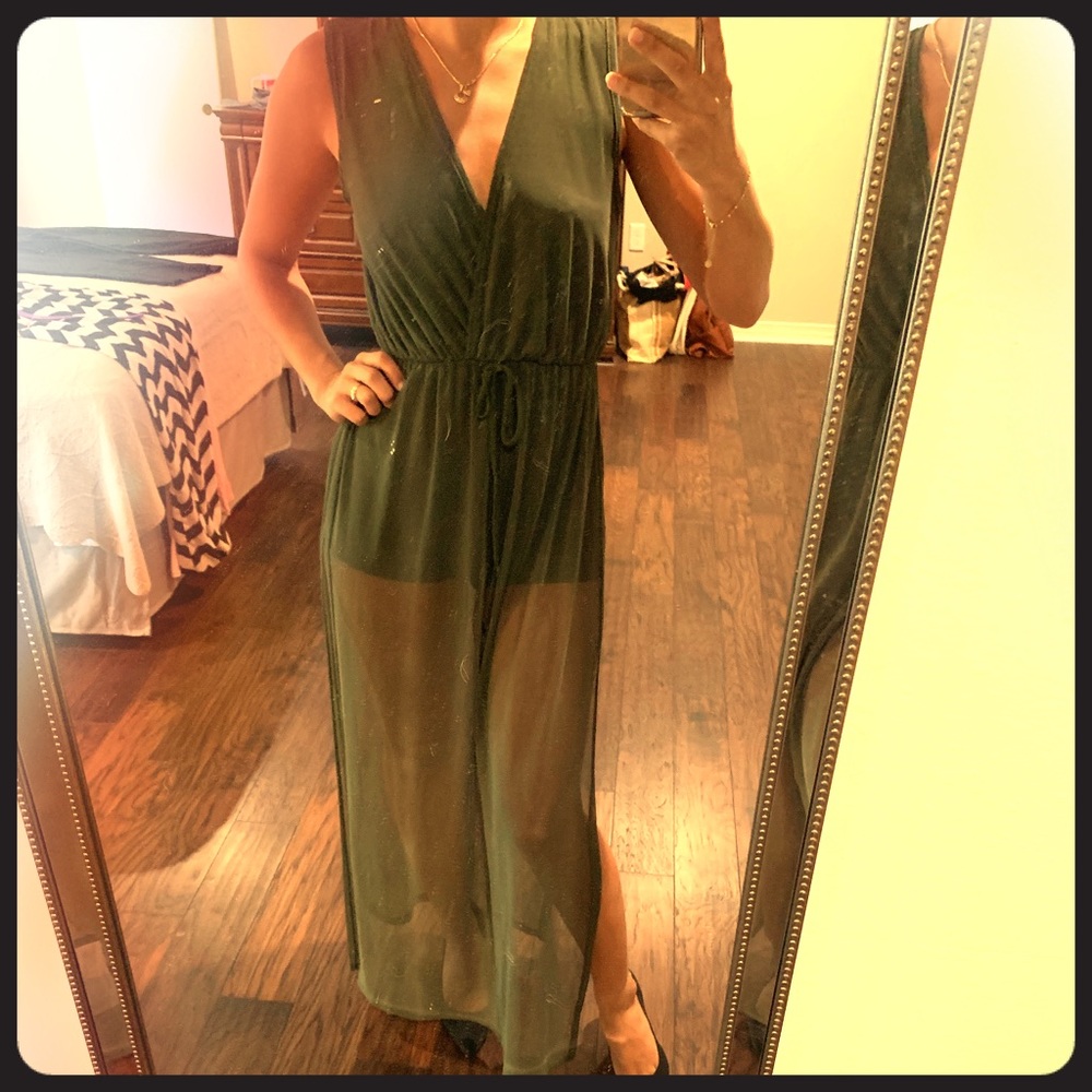 Sexy short green jumpsuit sleeveless